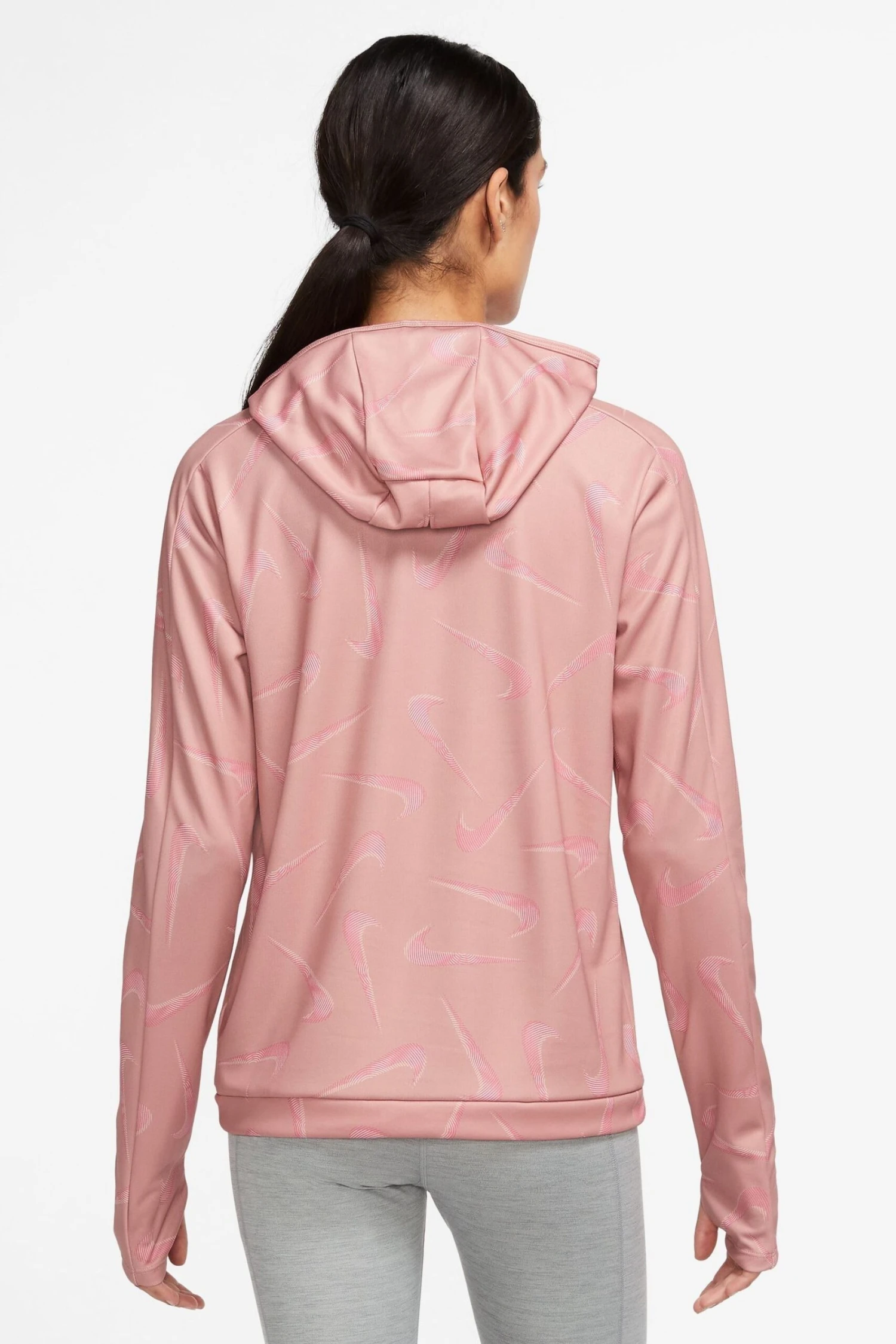 Nike Pink Swoosh Print Pacer Hooded Jacket 2 Nike Pink Swoosh Print Pacer Hooded Jacket - Imagen 2