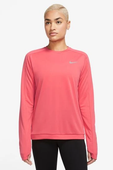 Nike Coral Pink Dri FIT Crew Neck Running Top-Coral Rosa 5 Nike Coral Pink Dri FIT Crew Neck Running Top-Coral Rosa - Imagen 5