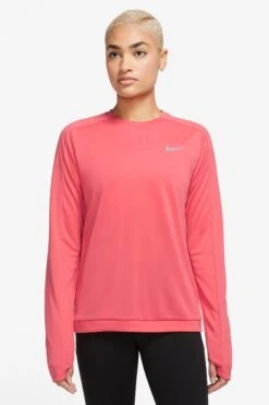 Nike Coral Pink Dri FIT Crew Neck Running Top-Coral Rosa
