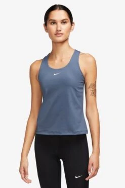 Nike White Swoosh Medium Support Padded Vest With Built In Sports Bra-Blanco -Tienda Barata Deporte D61496