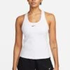 Nike White Swoosh Medium Support Padded Vest With Built In Sports Bra-Blanco