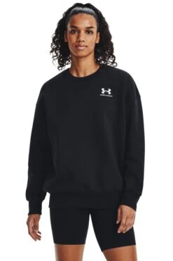 Under Armour Purple Essential Fleece OS Crew Sweatshirt-Negro