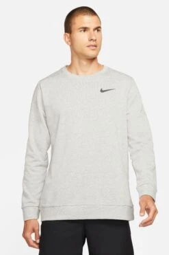 Nike Grey Dri-FIT Training Crew Top-Gris