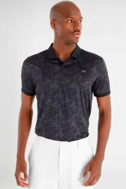 Calvin Klein Golf Black Tie Dye Print Polo Shirt