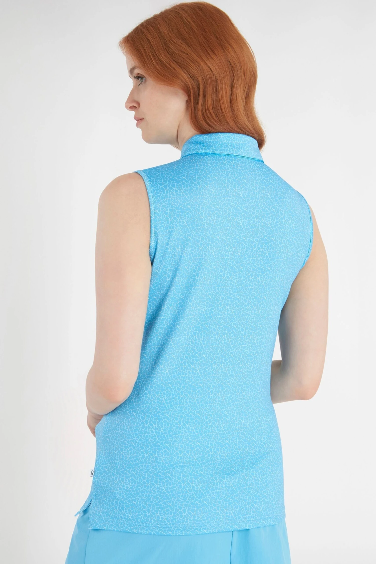 Calvin Klein Golf Blue Crackle Sleeveless Polo Shirt 2 Calvin Klein Golf Blue Crackle Sleeveless Polo Shirt - Imagen 2