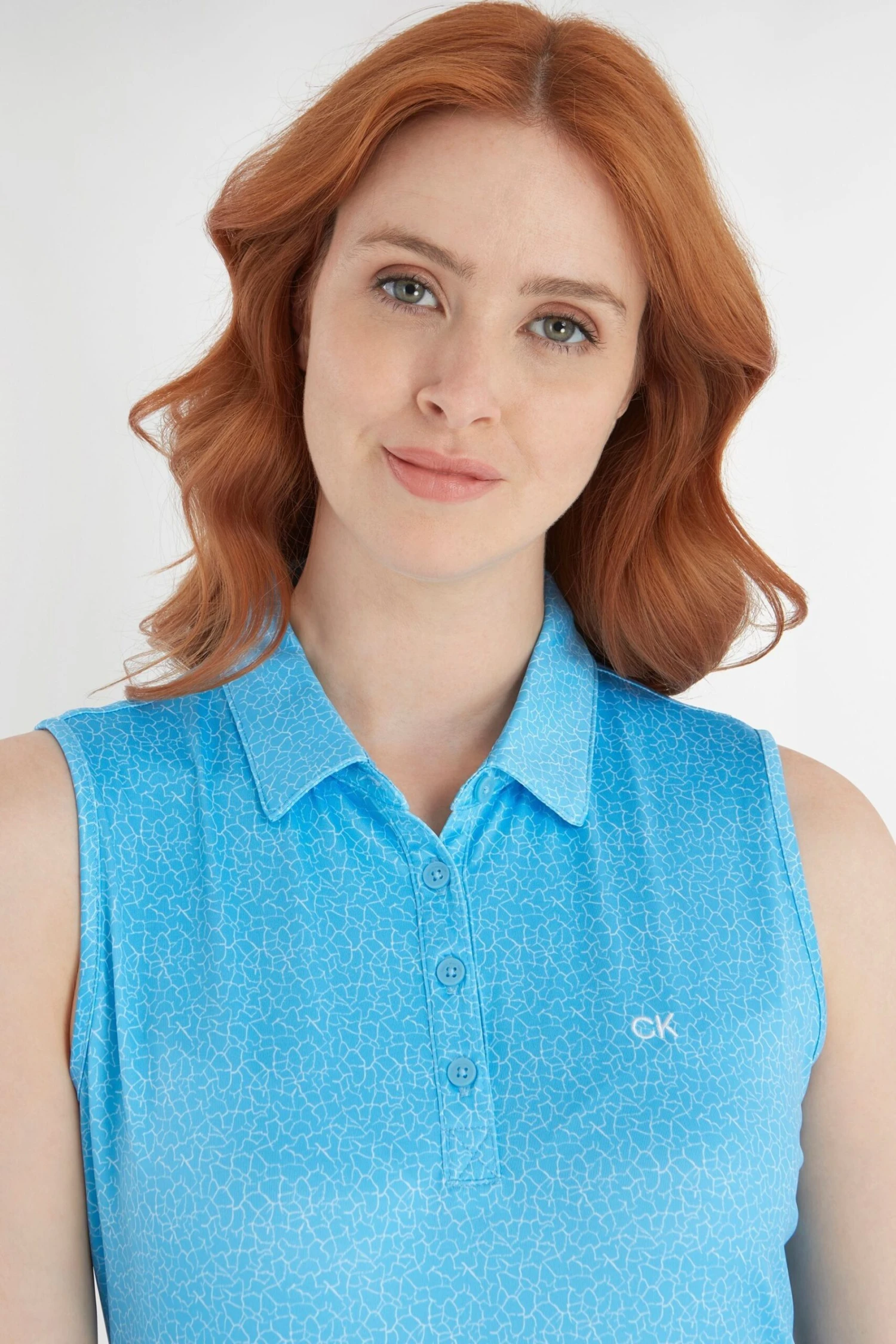 Calvin Klein Golf Blue Crackle Sleeveless Polo Shirt 4 Calvin Klein Golf Blue Crackle Sleeveless Polo Shirt - Imagen 4