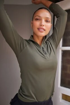 Next Khaki Seamless Ribbed Zip Neck Layer Top-Caqui 14 Next Khaki Seamless Ribbed Zip Neck Layer Top-Caqui -Tienda Barata Deporte D71 568s4