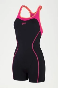 Speedo Womens Panel Legsuit-Negro/Rojo -Tienda Barata Deporte D71446