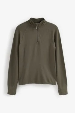 Next Black Seamless Ribbed Zip Neck Layer Top-Negro -Tienda Barata Deporte D71568 1