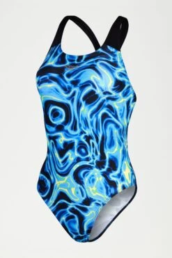Speedo Womens Black/Blue Allover Digital Powerback Swimsuit -Tienda Barata Deporte D74016s6