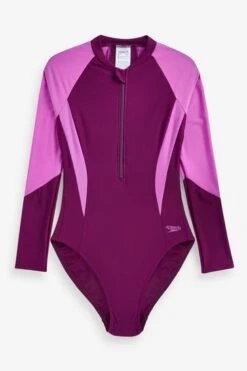 Speedo Womens Purple Colourblock Long Sleeve Swimsuit -Tienda Barata Deporte D74034