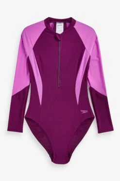 Speedo Womens Purple Colourblock Long Sleeve Swimsuit -Tienda Barata Deporte D74034s7