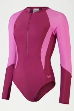 Speedo Womens Purple Colourblock Long Sleeve Swimsuit -Tienda Barata Deporte D74034s8