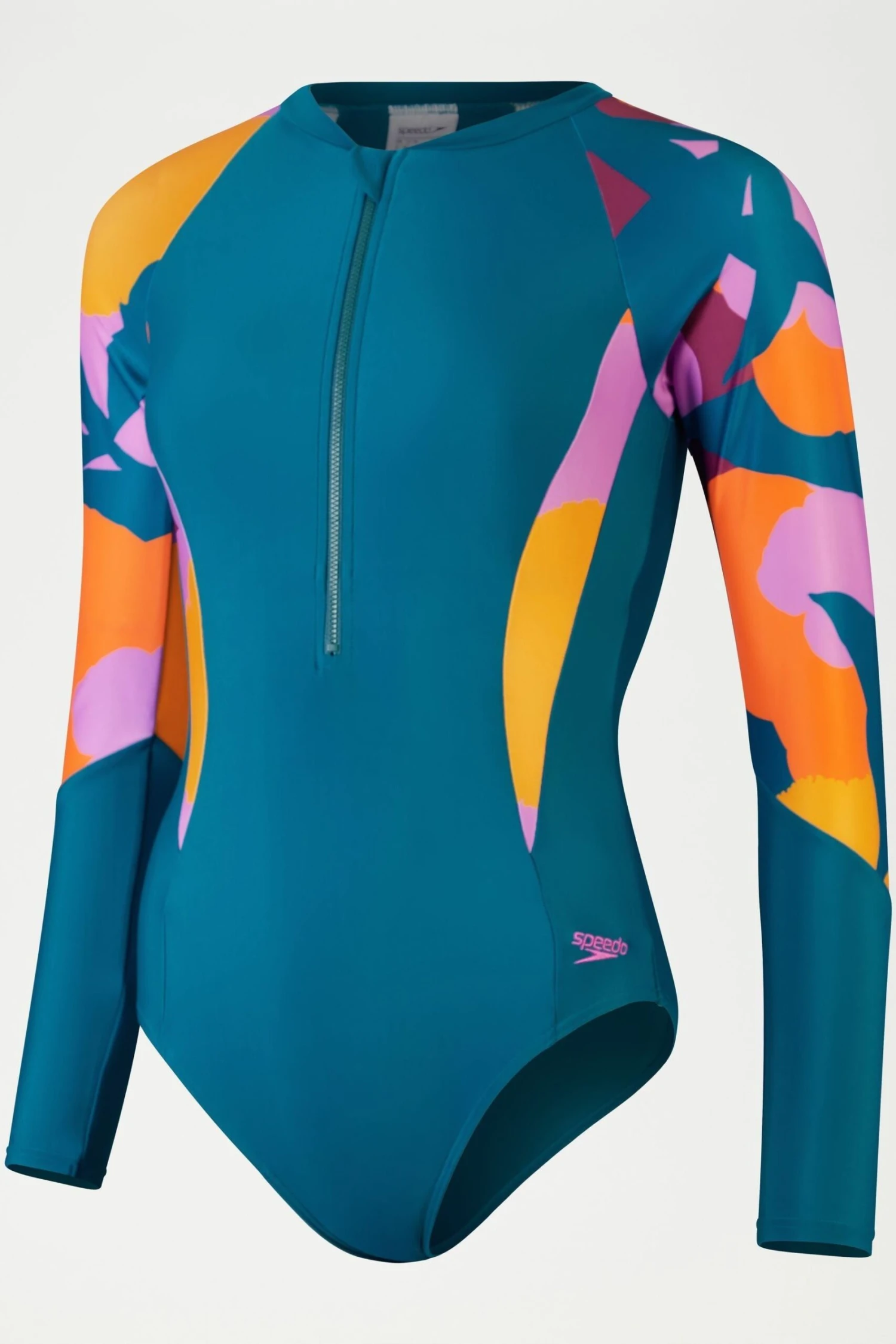 Speedo Womens Green/Orange Long Sleeve Swimsuit 8 Speedo Womens Green/Orange Long Sleeve Swimsuit - Imagen 8
