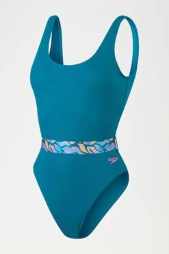 Speedo Womens Belted Deep U Back Swimsuit-Morado -Tienda Barata Deporte D74079