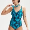 Speedo Womens Navy Shaping Printed Lexi Swimsuit