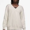 Nike Ivory/Black V-Neck Fleece Sweatshirt