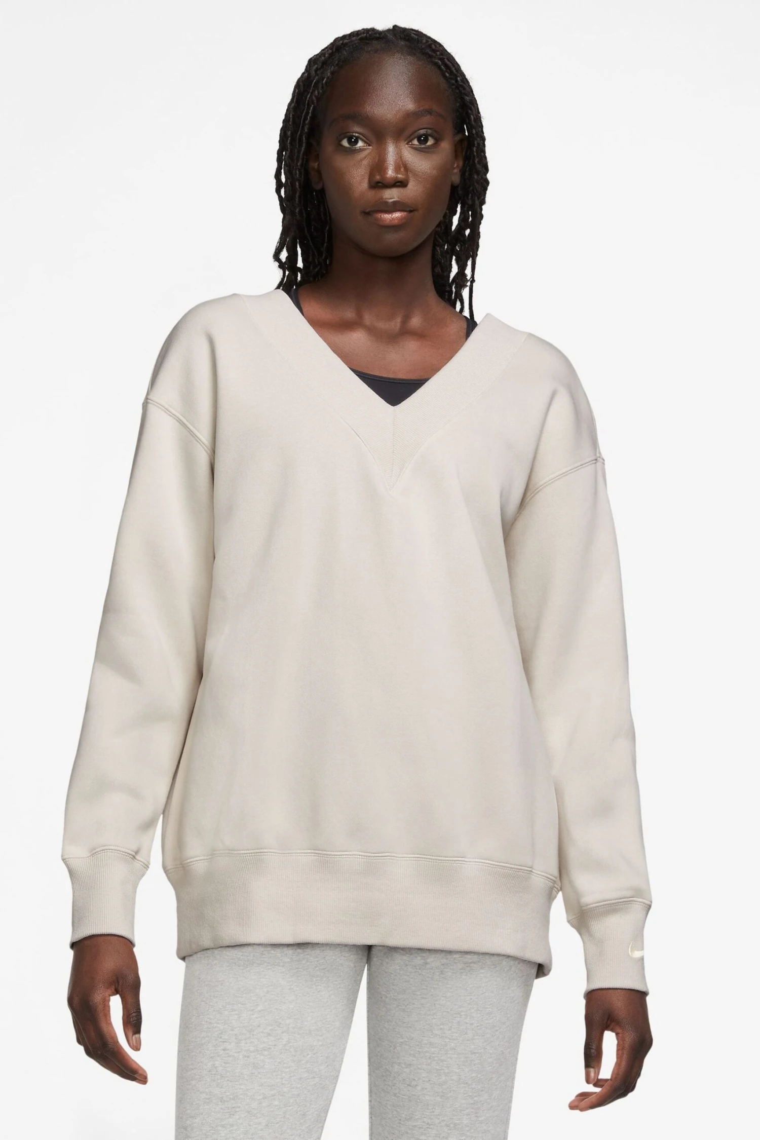 Nike Ivory/Black V-Neck Fleece Sweatshirt 1 Nike Ivory/Black V-Neck Fleece Sweatshirt