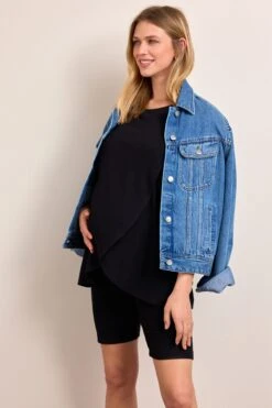 Next Black Maternity Ribbed Cycling Shorts