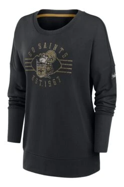 Nike Black Fanatics Womens New Orleans Saints Historic Dri-FIT Drop Shoulder Crew