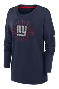 Nike Navy Fanatics Womens New York Giants Historic Dri-FIT Drop Shoulder Crew Sweatshirt -Tienda Barata Deporte D96547
