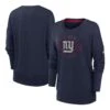 Nike Navy Fanatics Womens New York Giants Historic Dri-FIT Drop Shoulder Crew Sweatshirt