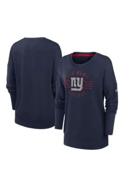 Nike Navy Fanatics Womens New York Giants Historic Dri-FIT Drop Shoulder Crew Sweatshirt
