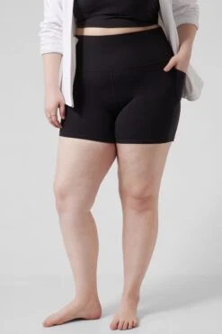 Athleta Black Salutation 5 Inch High Rise Cycling Shorts