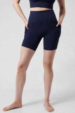 Athleta Blue Salutation 7 Inch High Rise Cycling Shorts-Azul -Tienda Barata Deporte K41911