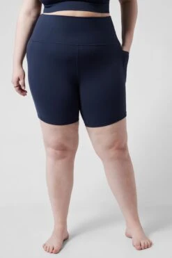 Athleta Blue Salutation 7 Inch High Rise Cycling Shorts-Azul -Tienda Barata Deporte K41911s4