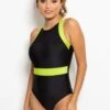 Pour Moi Black Energy Chlorine Resistant High Leg Swimsuit