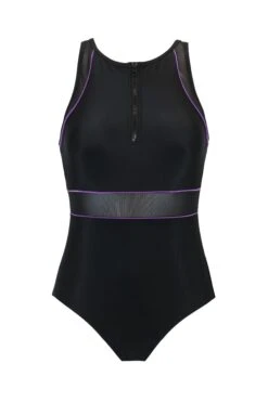 Pour Moi Black Energy Chlorine Resistant Recycled High Neck Zip Front Swimsuit-Negro -Tienda Barata Deporte K43302s4
