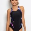 Pour Moi Black Floral Energy Chlorine Resistant Swimsuit-Negro Floral