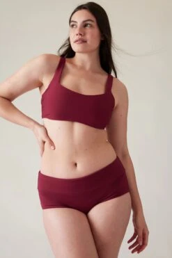 Athleta Brown Square Neck Bra Cup Bikini Top