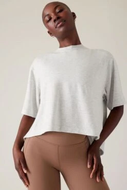 Athleta Grey Bliss Crew Neck Sweat Top-Gris -Tienda Barata Deporte K59045