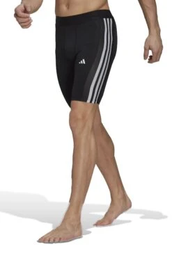 Adidas Black Performance Techfit 3-Stripes Training Short Tights-Negro