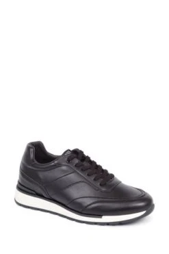 Jones Bootmaker Tadcaster Apple Leather Black Trainers -Tienda Barata Deporte N37326
