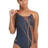 Arena Feel Womens Grey Branch Swim Pro Back Swimsuit