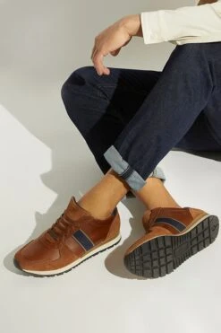 Dune London Treck Stripe Webbing Runner Brown Trainers