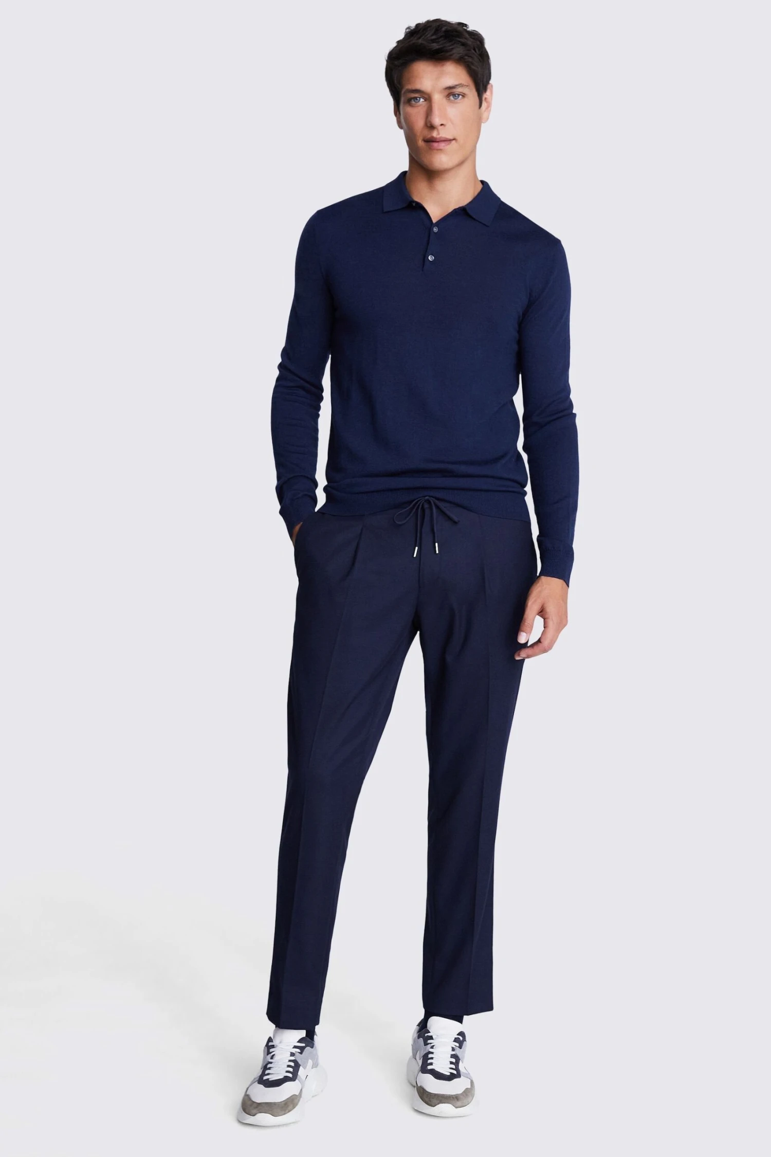 MOSS Dark Blue Merino Polo Shirt 2 MOSS Dark Blue Merino Polo Shirt - Imagen 2