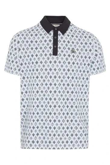 Original Penguin Golf Mens Allover Atomic Cocktail Print Black Polo Shirt 3 Original Penguin Golf Mens Allover Atomic Cocktail Print Black Polo Shirt - Imagen 3