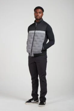 Original Penguin Golf Mens Insulated Mixed Media 80s Primalot Block Black Vest