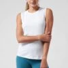 Athleta White High Neck UPF Mesh Tank-Blanco