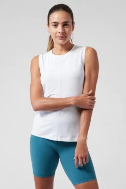 Athleta White High Neck UPF Mesh Tank-Blanco