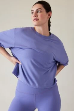 Athleta Grey Bliss Crew Neck Sweat Top-Gris