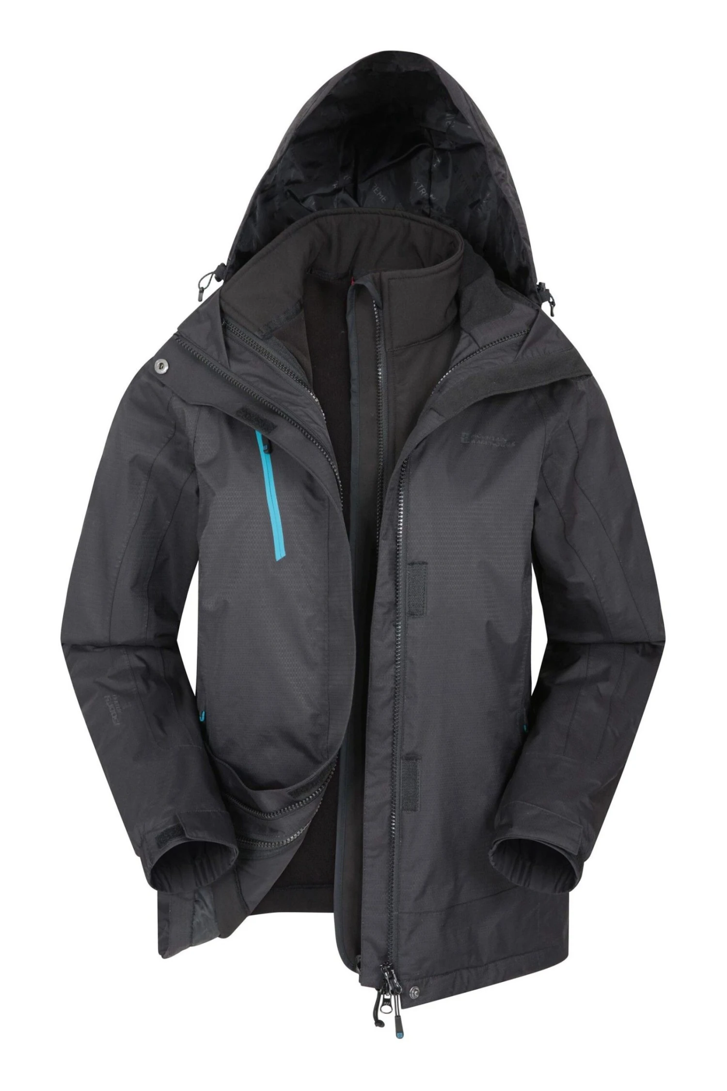 Mountain Warehouse Black Bracken Extreme Womens 3 In 1 Waterproof Jacket 2 Mountain Warehouse Black Bracken Extreme Womens 3 In 1 Waterproof Jacket - Imagen 2