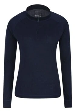 Mountain Warehouse Navy Talus Womens Zip Neck Thermal Top-Azul Marino -Tienda Barata Deporte R05254
