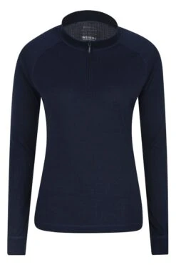 Mountain Warehouse Navy Talus Womens Zip Neck Thermal Top-Azul Marino
