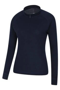 Mountain Warehouse Navy Talus Womens Zip Neck Thermal Top-Azul Marino -Tienda Barata Deporte R05254s4