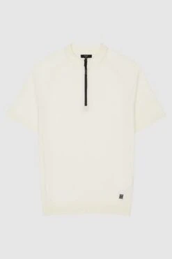 Reiss Airforce Blue Oval Half Zip Funnel Neck Polo T-Shirt-Azul Fuerza Aérea -Tienda Barata Deporte T44692